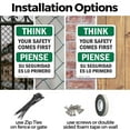 thumbnail image 3 of (2 Pack) Your Safety Comes First Bilingual OSHA Think Sign 7 Inch X 10 Inch Indoor / Outdoor Rust-Free Aluminum Metal Signs for Workplace, Workshop, and Construction Site, Made in the, 3 of 8