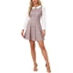 thumbnail image 1 of Vestido mini A-line de manga larga con cuello Peter Pan de cuadros para mujer Inspire Chic L Rosa, 1 of 6