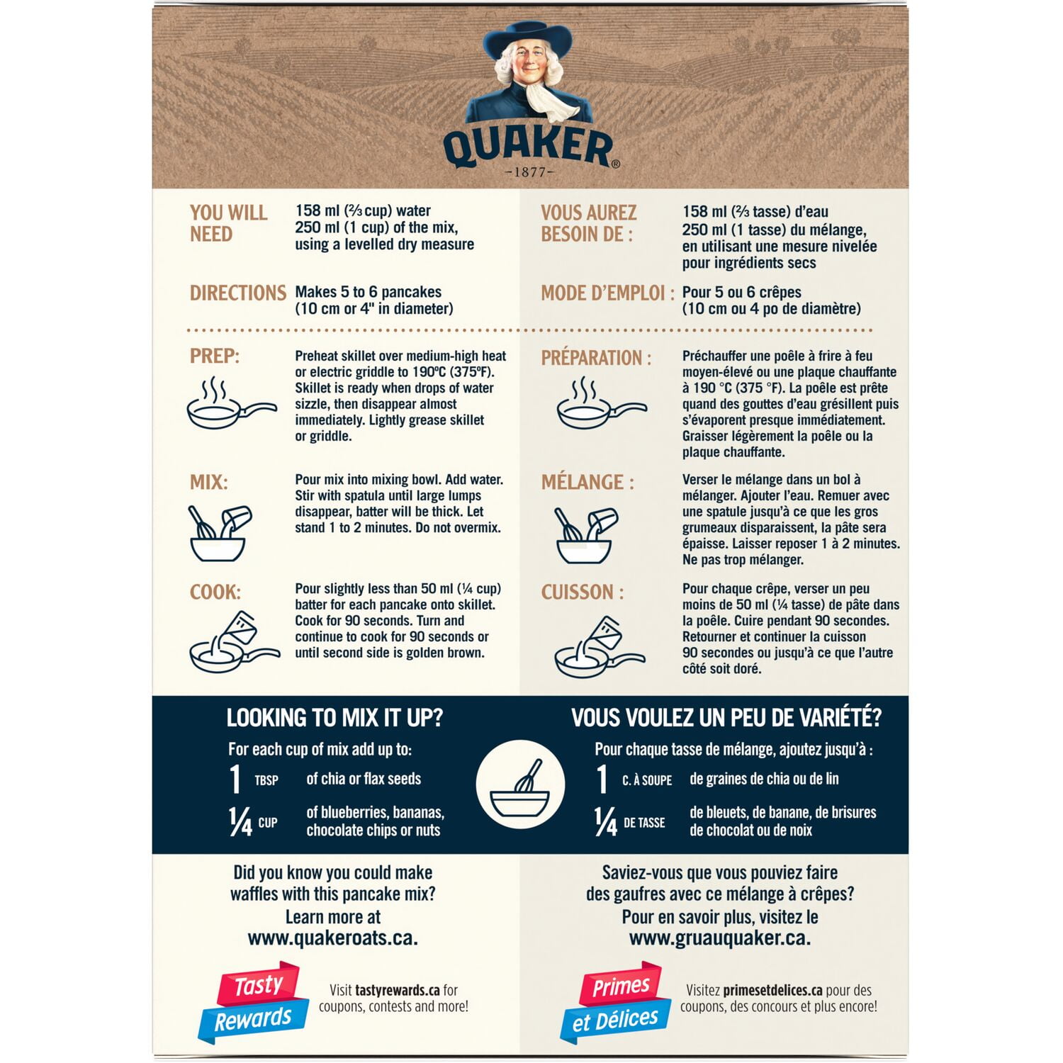 Quaker Farine d'avoine mélange à crêpes 725 g.