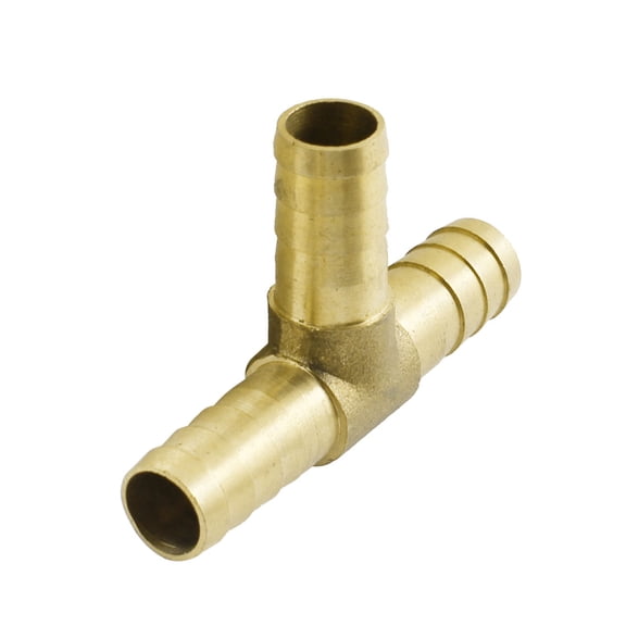 Unique Bargains 10mm Dia T Shape Air Water Fuel Brass Hose Tee Pipe Tube Connector Joiner