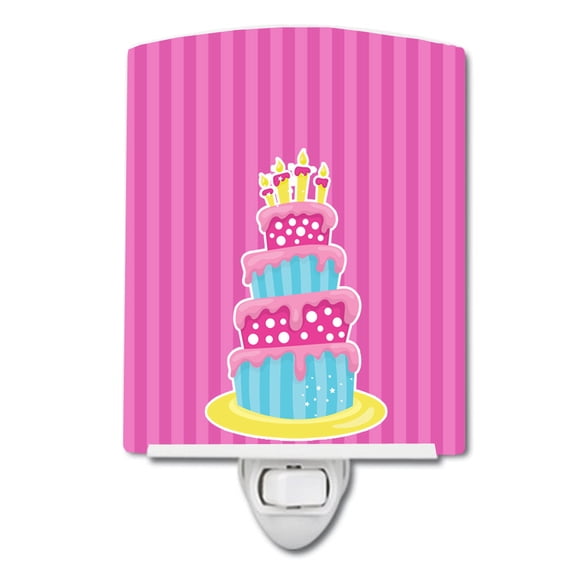 Caroline's Treasures BB8922CNL Dinosaur Pink Birthday Cake Ceramic Night Light, 6x4x3", multicolor