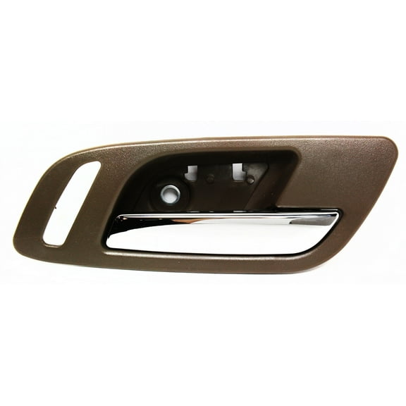 Interior Door Handle Compatible with 2007-2013 Chevrolet Silverado 1500 Front, Passenger Side Brown bezel with chrome lever With Small Hole for Power Window Switch