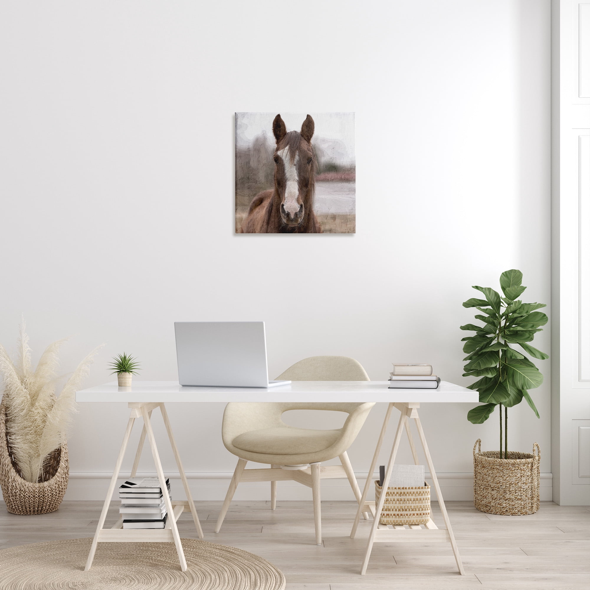Stupell Industries Brown Horse Portrait Animals & Insects Photography Gallery Wrapped Canvas Art Print Wall Art, 24 x 24