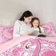 thumbnail image 6 of Feelyou Kawaii Pink Flamingo Bedding Comforter Set for Girl, Chic Damask Flower Floral Twin Comforter Sets, Aztec Triangle Reversible Bedding Set, Breathable Home Decor, 2 Pieces, 6 of 9