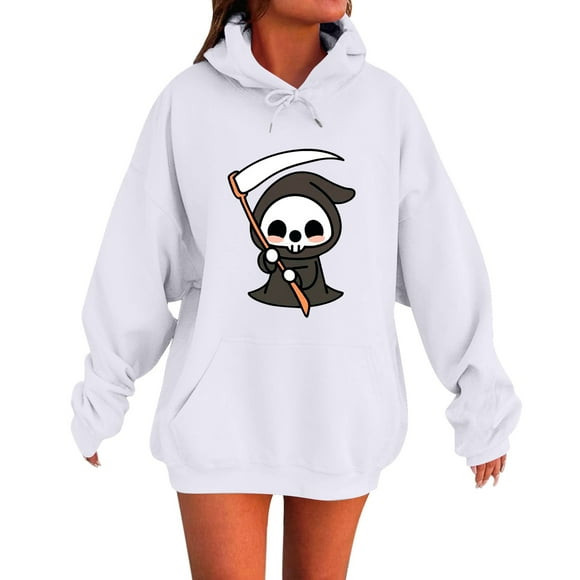 NMMUED Womens Halloween Sweatshirt, Cute Hoodies, Halloween Printed Hoodie, Hoodies for Women, Halloween Hoodie, Hoodies Y2k, White S