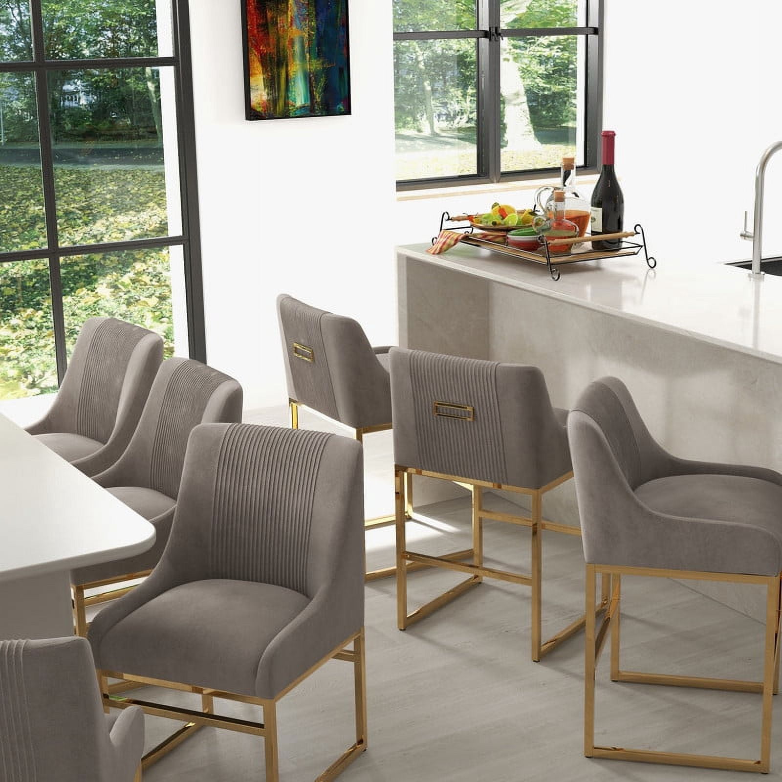 SEYNAR Modern Velvet Upholstered Accent Dining Chairs Set of 8, Kitchen Side Chair with Metal Frame for Living Room