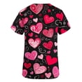 thumbnail image 5 of Uniformes médicos de San Valentín para mujer, modernos, con cuello en V y estampado de corazones, informales, de manga corta, para vacaciones, con bolsillos, 5 of 5