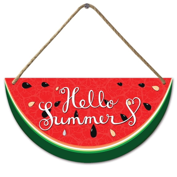 Eveokoki Watermelon Door Sign Hello Summer Door Hanger Wood Front Door Wreath Decor Wall Hanging Housewarming Gift Home Decor