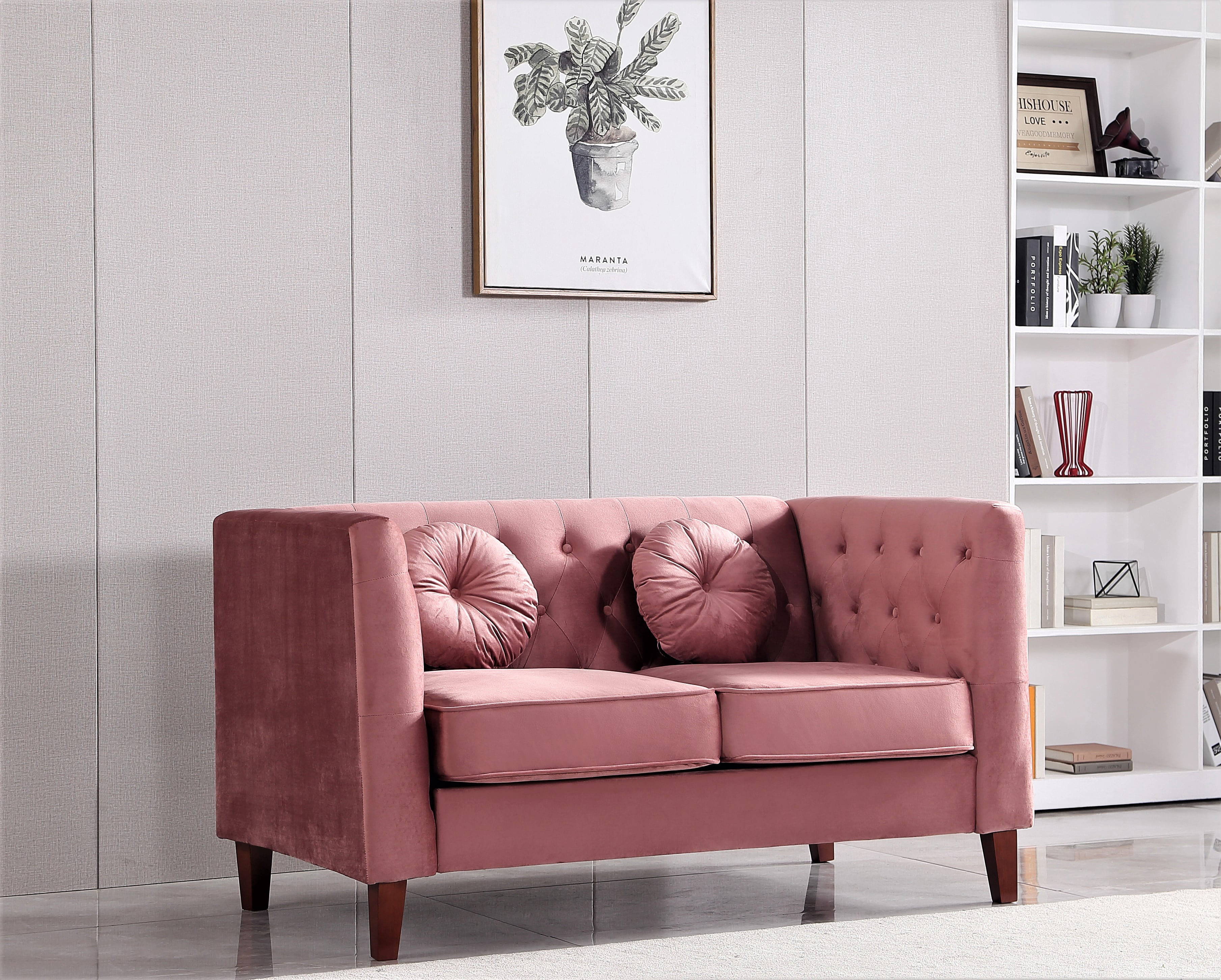 Uspridefurniture velvet Loveseat -Rose, Removable Seat Cushions