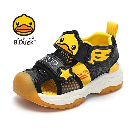 

GEDER-SA B.Duck Boys Girls Anti-kick Sandals Soft Sole Anti Slip Lightweight Breathable Hook & Loop Fastener Slippers Slides