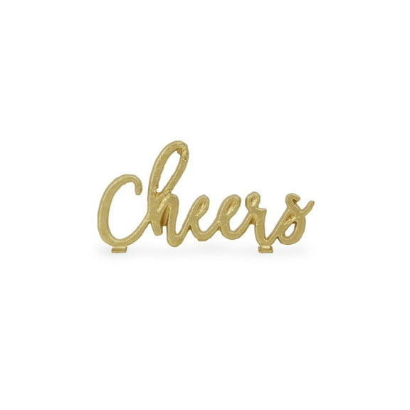 6.25" Gold Solid Cursive "Cheers" Tabletop Decor