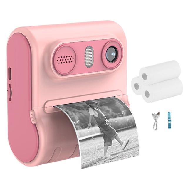 Cámara Impresión Instantánea Cámara Vídeo para 1080P Mini Impresora Térmica (rosa)