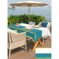 thumbnail image 5 of Outdoor Tablecloth with Umbrella Hole for Patio/Picnic/Party/Camping, Modern Teal Gold Waterproof Table Cloth Rectangle Table Cover Washable, Minimalist Geometric Yellow Striped (54"x 80"), 5 of 8