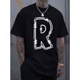 thumbnail image 1 of T-Shirt Homme Col Rond Manches Courtes Simple et Respirant Imprimé Lettre R pour Printemps et Été Vacances Loisirs, 1 of 5