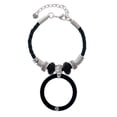 thumbnail image 2 of Delight Jewelry Acrylic 1 1/2" Ring with 4mm Crystal Black Sister Celtic Knot Leather Bead Bracelet, 7"+2" Extender, 2 of 4