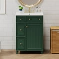 thumbnail image 3 of 24 Inch Bathroom Vanity with Ceramic Sink, 2 Drawers 1 Door Small Vanity Cabinet with Solid Wood Feet for Compact Bathroom Storage, Frosty Green, 3 of 20
