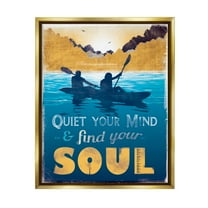 Stupell Industries Find Your Soul Scene Inspirational Painting Gold Floater Framed Canvas Art Print Wall Art, 17 x 21