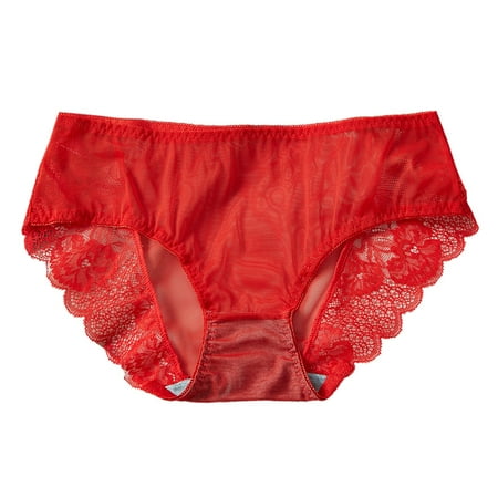 

MPWEGNP Womens Red Lace Breathable Lace Hollow Out And Raise The Pure Brief Panties Women s Cotton Panties Size 7 Underwear Padding plus Size