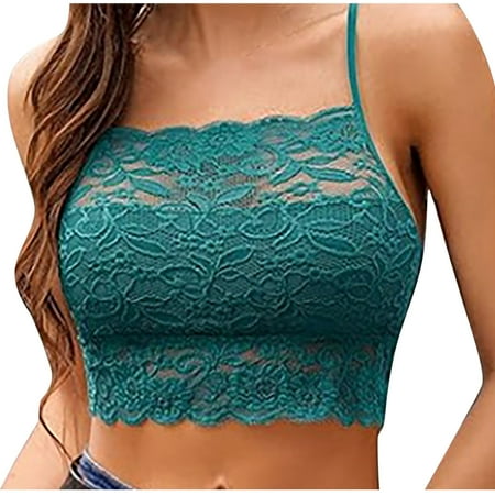 Get It Now: Bra Comfortable  Sujetadores Sin Aros para Mujer  Women s Solid Lace Wrapped Chest And Backless-thin Bra With Padding Breathable Underwear Daily Bra SOPATENOR Green XL