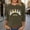 A193 Army Green, variant on Easter Pullover Sweater for Women Pastel Bunny and Flowers Graphic Crewneck 3/4 Sleeve Ribbed Texture Festive Spring Holiday Fashion Jumper