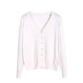 thumbnail image 4 of Baberdicy Sweaters for Women Ladies' Solid Tone Buttoned Mercerized Cotton Loose Sweater with Cardigan Jacket Womens Sweaters White, 4 of 5