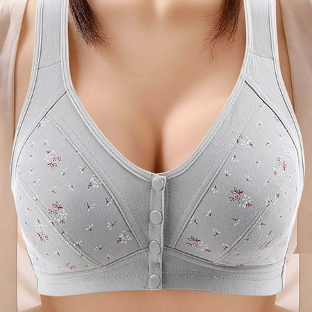 CLOISE Daisy Bra for Seniors Front Closure  Tshirt Bras for Women No Underwire  Red Bralette for Women  Gray