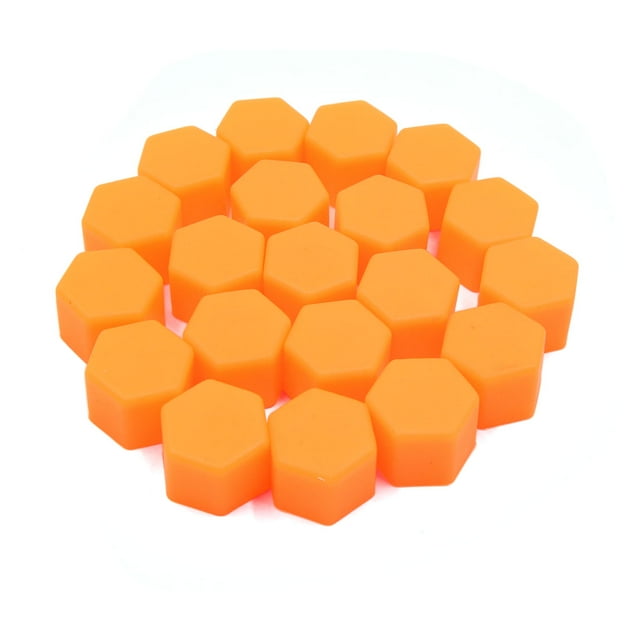 20Pcs 21mm Hex Tapa de Silicona Naranja Tapón Protector de Tuercas de Ruedas de Coche