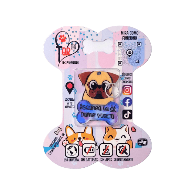 PLACA DE IDENTIFICACIÓN PARA MASCOTAS TQR PUG
