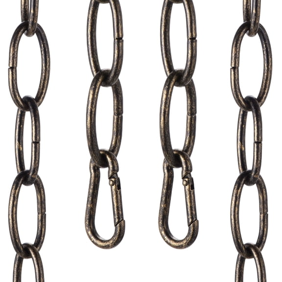 Uxcell 3ft Lighting Hanging Chain, 3.8mm/0.15" Looping Metal Pendant Chandelier Chain Extension with 2 Spring Snap Hook for Hanging Plant Pendant Chandelier Light Fixture, Golden