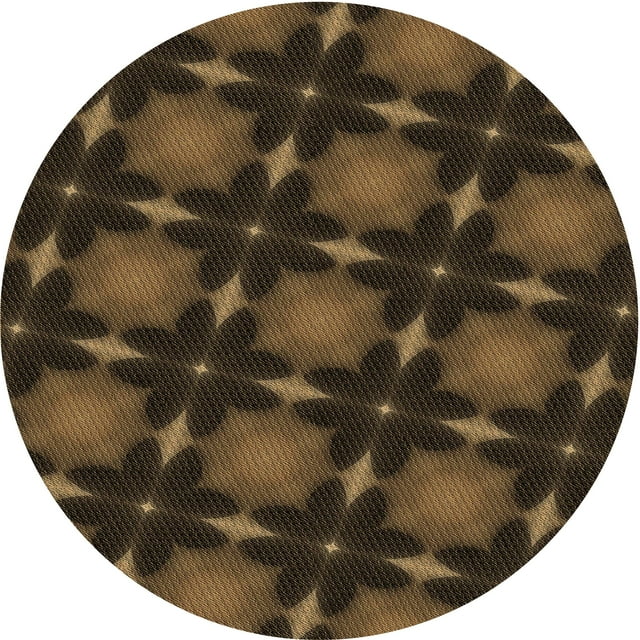 Ahgly Tapis Rond Lavable en Machine Intérieur Transitionnel Chêne Brun, 4 Pieds Rond