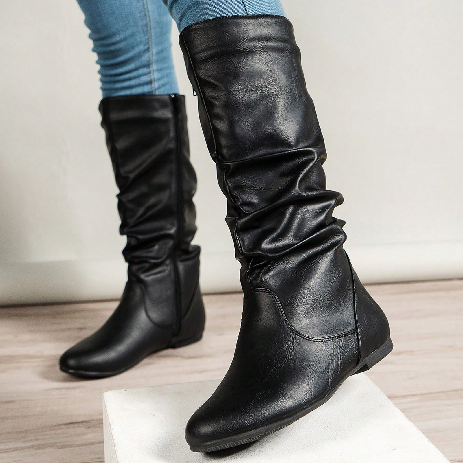 ミドルブーツ V73 Women Boots 73SC8HK01LAINANERO Black Daznico Women's Mid-Calf Boots Round Head Side Zipper Solid