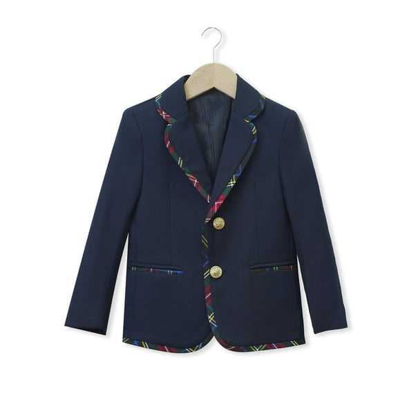 hengsof Classic Collared Blazer for School Dress Code, Kids Formal Jacket, Academic Style Outerwear for Uniform Wear, Size 2-12 Years