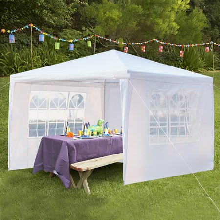 Patio Gazebos Tent with 3 Side Walls, 10' x 10' Heavy Duty Outdoor Party Wedding Tent, Portable Sunshade Shelter, Instant Folding Canopy - UV Coated, Waterproof Gazebo Tent,