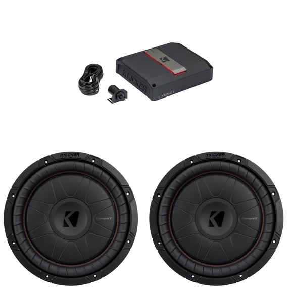 Kicker 12 Inch CVT Thin Woofer Includes (2) 52CVT122 Package with 51LX8501 Amplifier