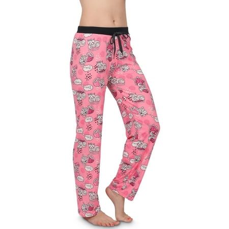 Victorias Collection Womens Silky Pajama Lounge Pants, PINKCAT, Size: Medium