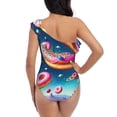 thumbnail image 5 of Cauagu Starry Sky Colorful Donut Print Women's Sexy One Piece Swimsuits One Shoulder Ruffle Tummy Control Bathing Suit Slimming Swimwear-X-Large, 5 of 6