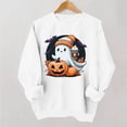 thumbnail image 2 of Gamivast Halloween Graphic Sweatshirts for Women Cute Ghost with Coffee and Pumpkin Print Long Sleeve Pullover Fall Tops Lightweight Comfortable Crewneck Casual Jumper White M, 2 of 6