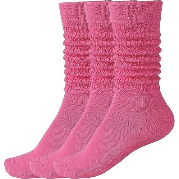 Women's Crew Socks 3 Pairs Scrunch Socks Soft Thigh High Boot Socks Size 7-10