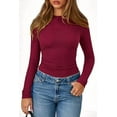 thumbnail image 3 of PRETTYGARDEN Womens Tops Fall Long Sleeve Fitted T Shirts Waffle Ruched Crop Shirt Basic Knit Workout Y2k Clothes, 3 of 9