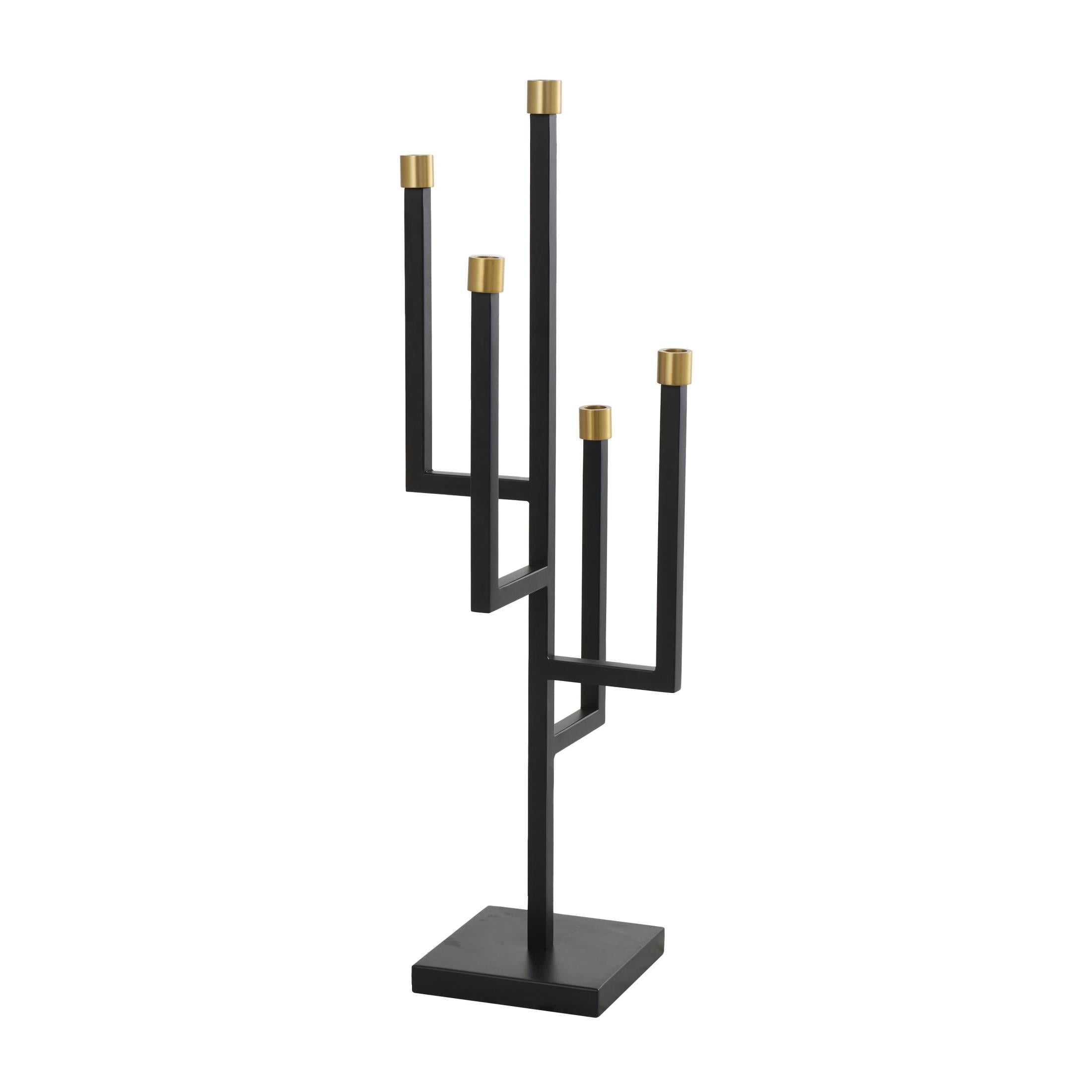 DecMode 5 Holder Black Metal Candelabra