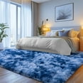 thumbnail image 5 of ZENELESS Large Fluffy Area Rugs for Living Room,8x10 Shag Rectangular Carpets for Bedroom, Tie-Dye Blue, 5 of 7