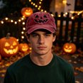thumbnail image 6 of SYMOID Hall-oween Dad Hat with Embroidered Pumpkin Face, Washed Cotton Adjustable Baseball Cap for Men Women Wine Hats,Size Free Size, 6 of 6
