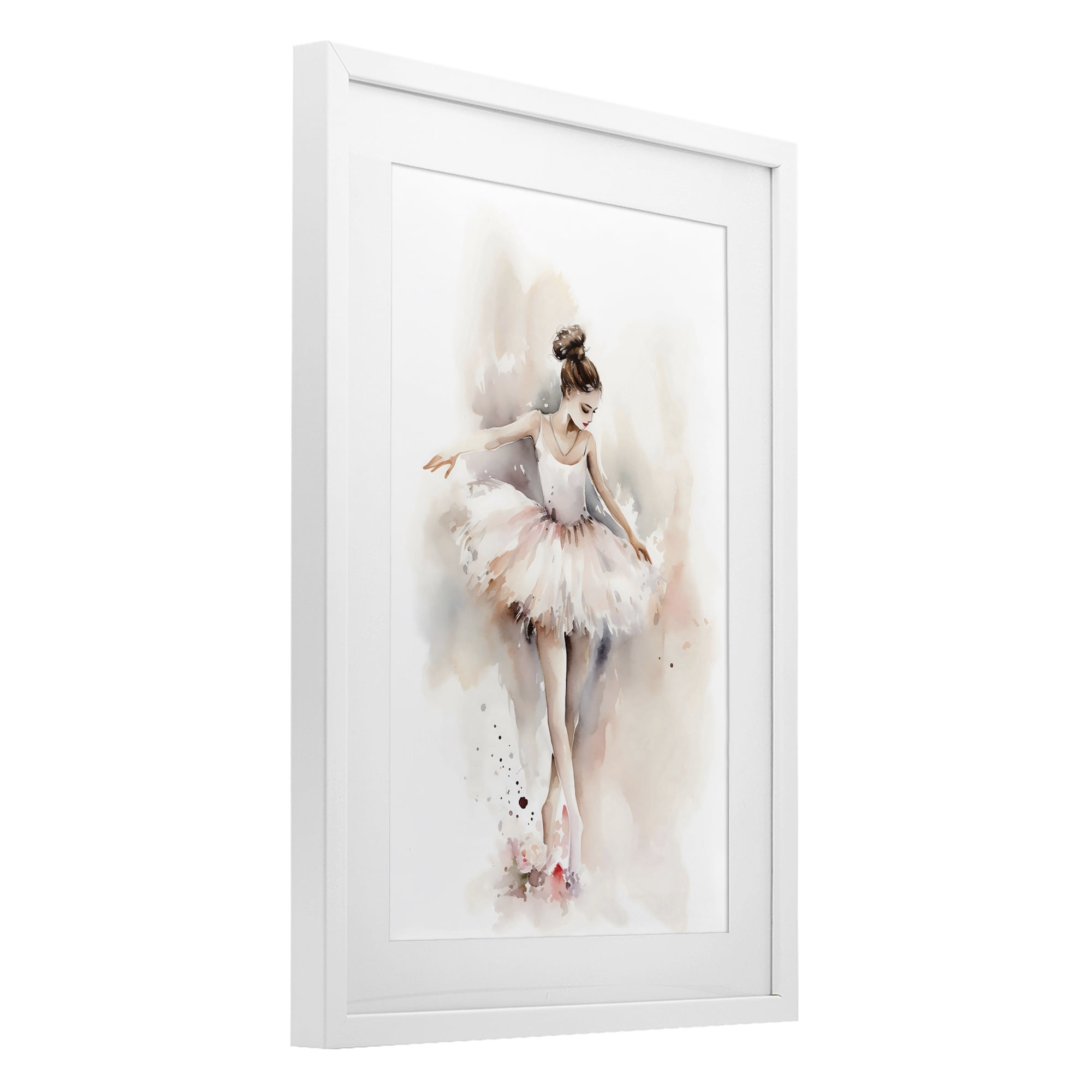 Stupell Industries Watercolor Dancer Pose White Framed Print Under Glass, design by Creative Studio