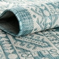 thumbnail image 3 of Rugs.com Outdoor Aztec Collection Rug – 2' x 3' Aqua Flatweave Rug Perfect For Living Rooms, Large Dining Rooms, Open Floorplans, 3 of 6