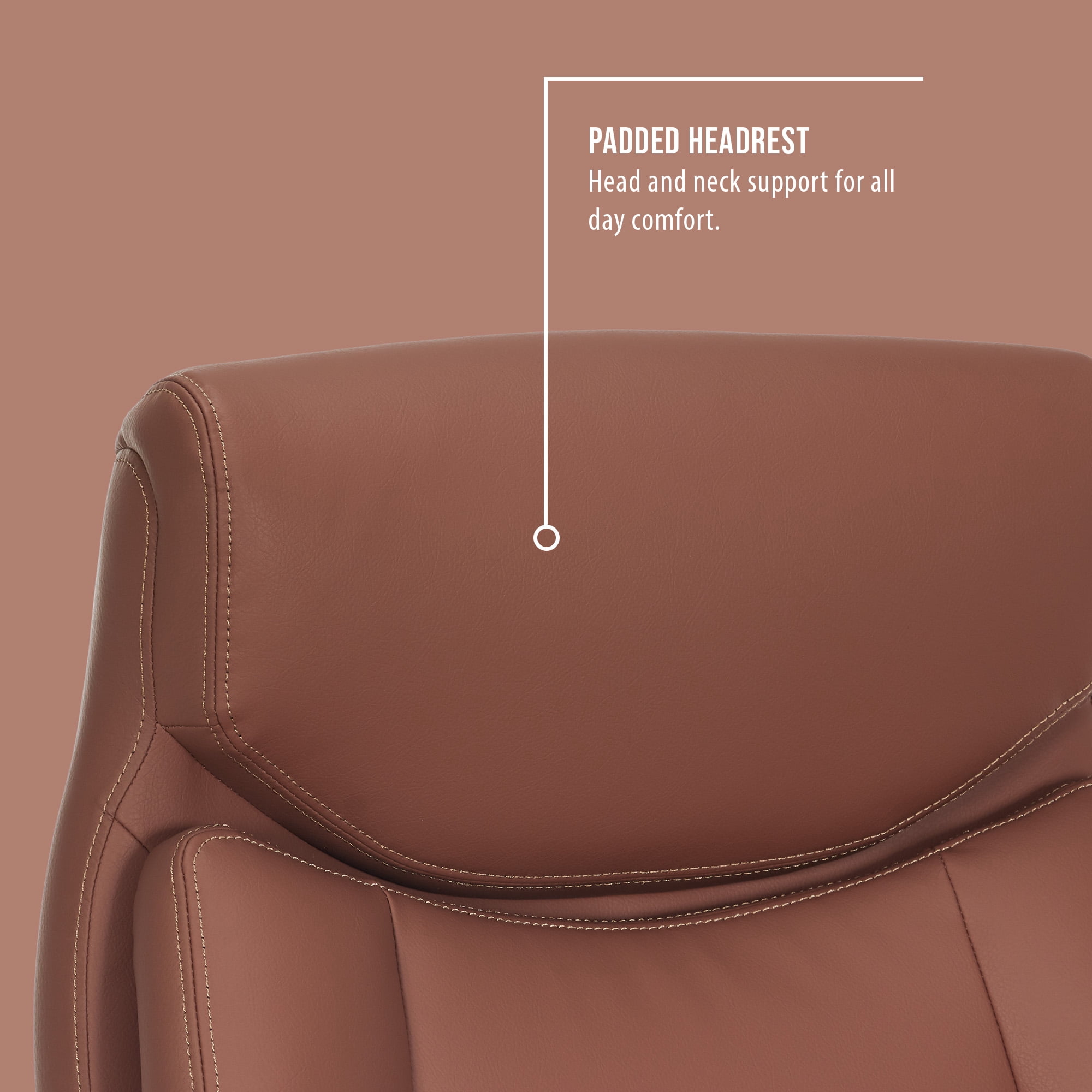Shaq Tarvos Premium Ergonomic Big & Tall Office Chair, PureSoft Upholstery with Height Adjustable and Flip-Up Arms, Cognac Brown
