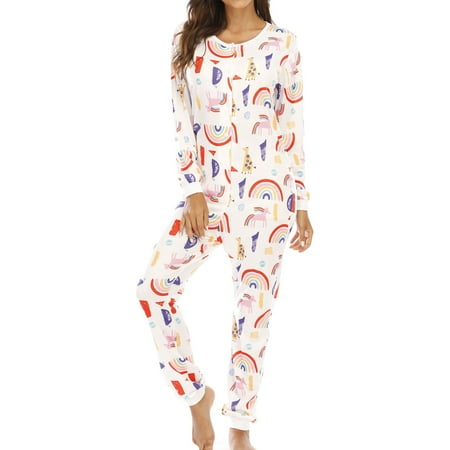 

Homgro Women s Onesies Pajamas Long Sleeve Animal Printed Button Down Adult One Piece Sleepwear Patterned3 XX-Large