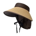 thumbnail image 2 of Wide Brim Straw Hat for Women Men with Neck Flap, Breathable Lightweight Outdoor UV Protection Cap for Beach Fishing Summer Travel, 2 of 6