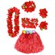 thumbnail image 1 of BRIGHTFUFU 6Pcs Hawaii Tropical Hula Grass Dance Falda Niños Flor Leis Pulseras Diadema Collar Sujetador Conjunto 40cm (Falda roja), 1 of 7