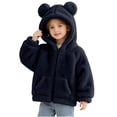 thumbnail image 2 of MKOSPLRT Kids Plush Sherpa Fleece Full-Zip Hooded Teddy Winter Jacket Warm Fuzzy Fleece Outerwear with Pocket 0-6 Years, 2 of 7