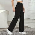 thumbnail image 5 of Women's Chic High Waist Straight Leg Jeans, Classic Denim Trousers with Comfort Stretch & Tailored Fit,Black L, 5 of 5